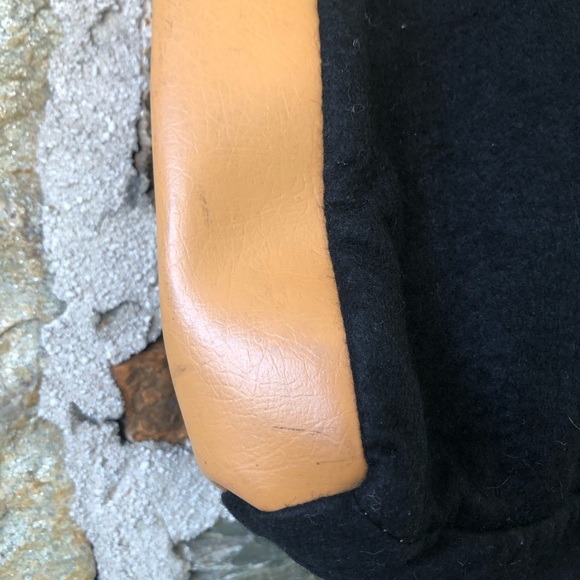 Gucci Vtg Black Felt/Brown Leather Shoppers Tote - Picture 3 of 8